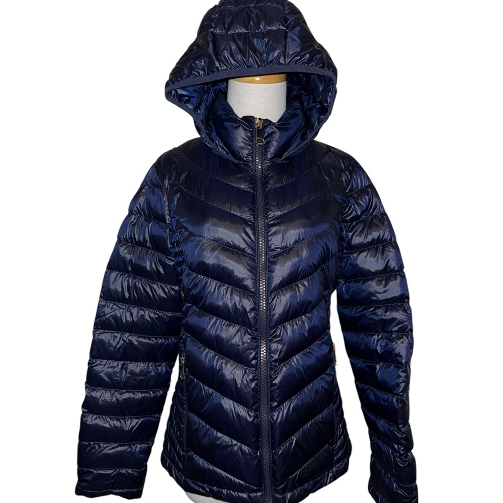 Calvin Klein Women’s Hooded Packable Down Puffer Coat – Pearl Artisan Blue